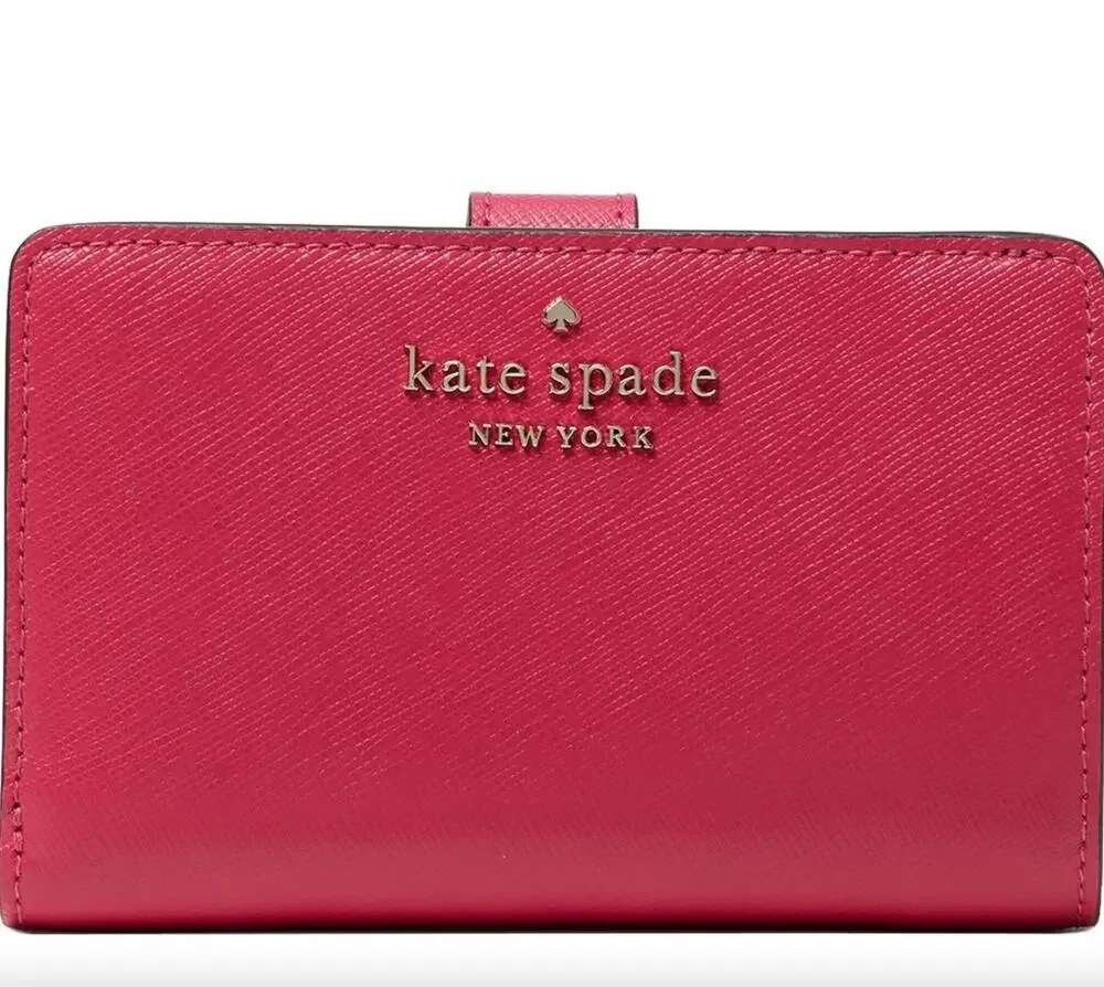 Kate Spade Staci Medium Compact Bifold Wallet in Pink Ruby